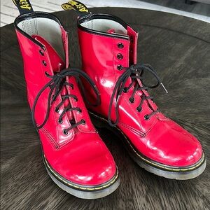 Dr. Martens Red Patent Leather 1460W Boots Women’s 9